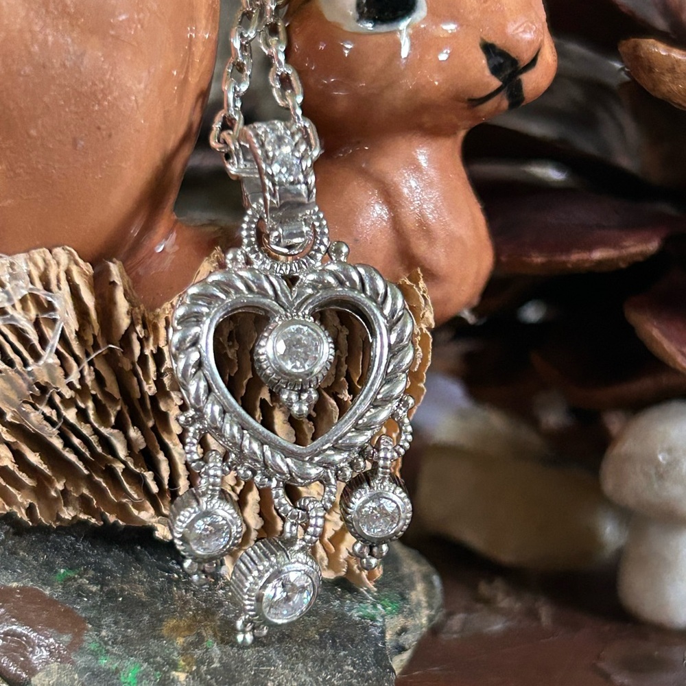 Judith Ripka Silver Heart Pendant Necklace